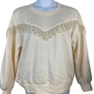 Cream Pearl Fringe Women's Top